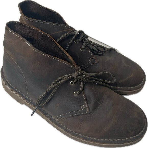 Clarks Men’s Bushacre Chukka Boots Brown Leather Lace Up Sz 9 - Picture 2 of 9